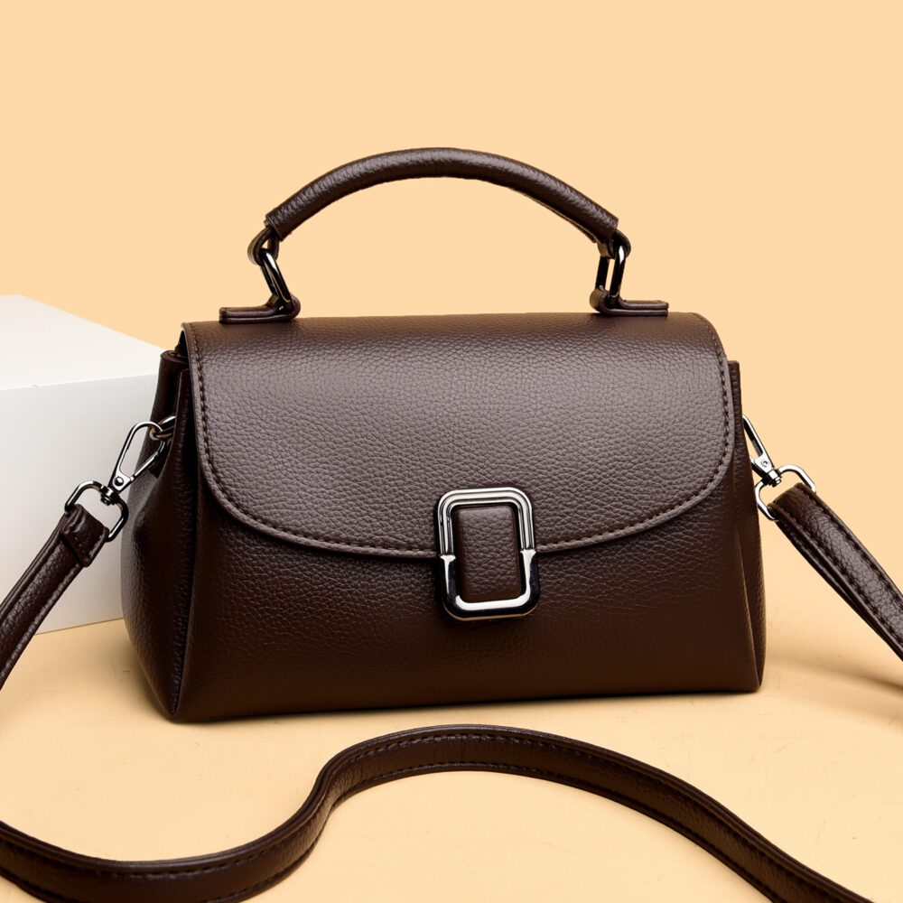 Women's Top Handle Satchel Bag, Soft Leather Flap Crossbody Purse with Adjustable Strap-ML6607