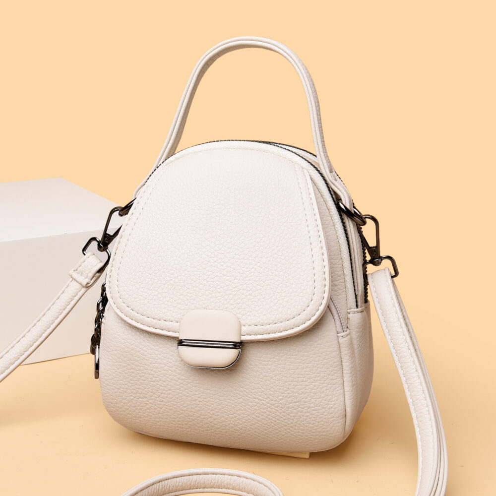 Small Women's Pebbled Leather Crossbody Backpack, Multi-Functional Convertible Shoulder Purse-ML5927